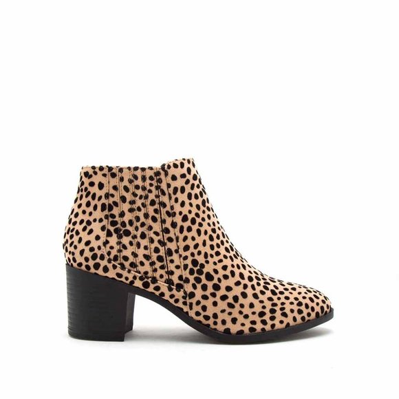 Tan Black Leopard Chelsea Booties - Picture 2 of 5